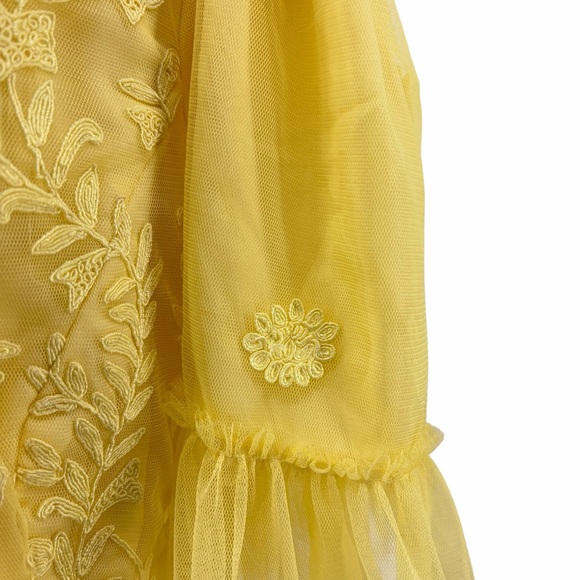 Yellow Embroidered Tulle Dress - Picture 3 of 9